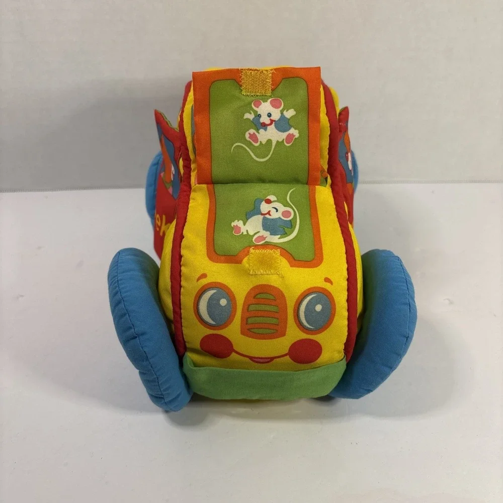 Vintage Playskool Soft Plush Car Toy Squeak Crinkle Rattle Peek-a-Boo Yellow